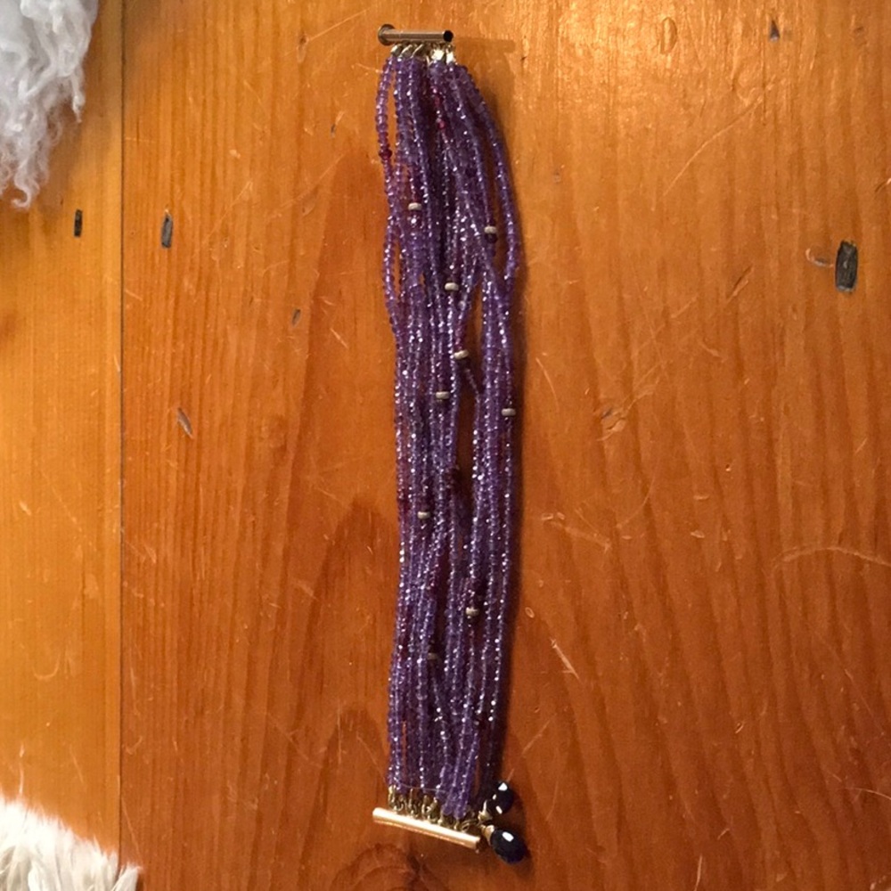 Amethyst Bracelet - 15 Strands, Gold Hardware